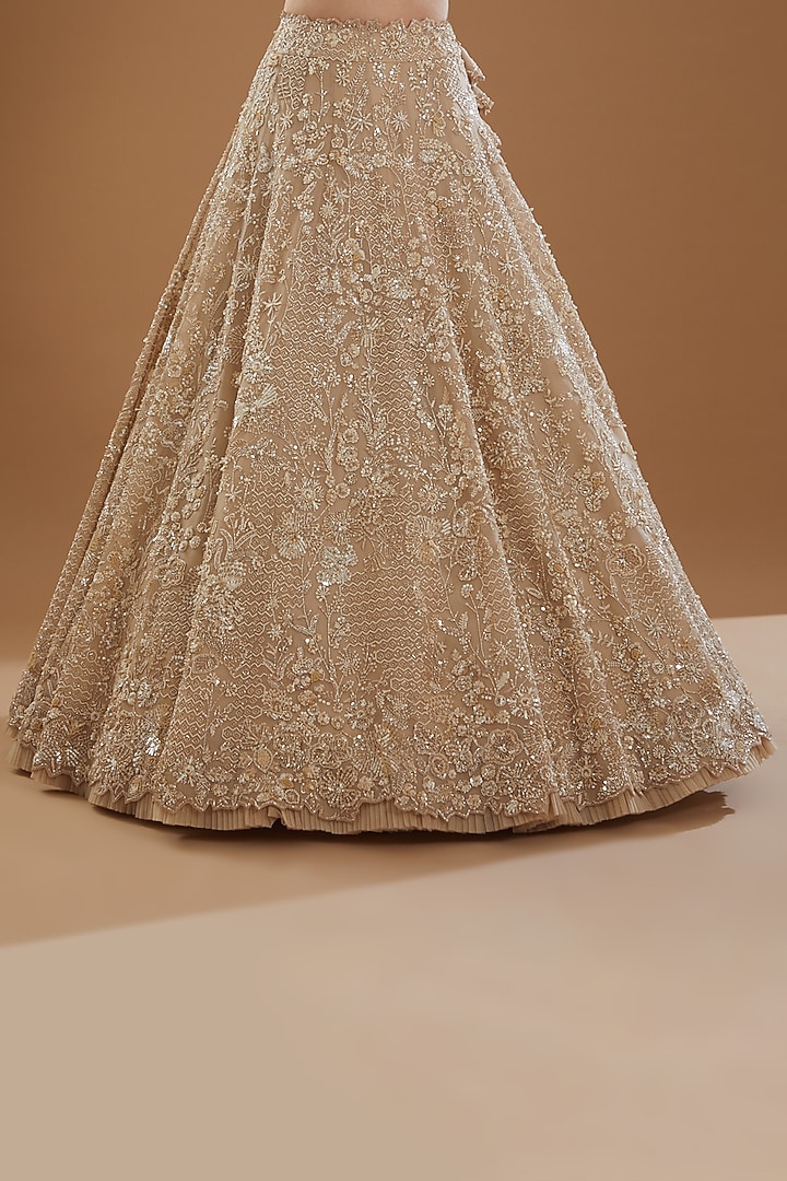 Ivory Organza Embroidered Bridal Lehenga Set by Anushree Reddy at Pernia's Pop Up Shop