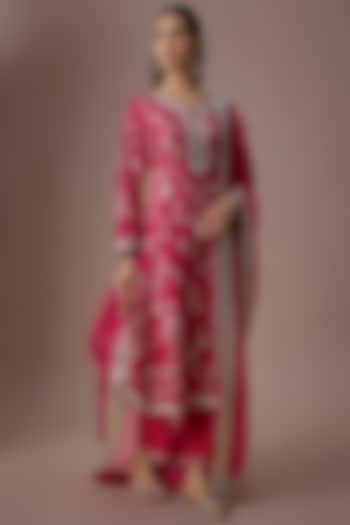 Cherry Red Dupion Silk Kurta Set by Anushree Reddy at Pernia's Pop Up Shop