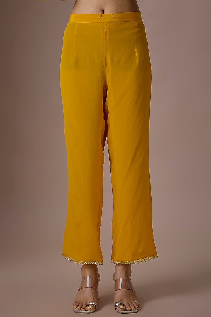 Mustard Yellow Dupion Silk Kurta Set by Anushree Reddy at Pernia's Pop Up Shop