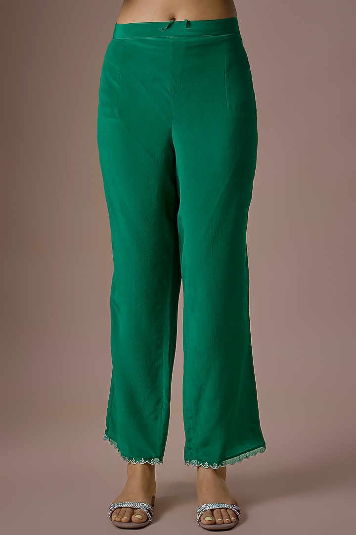 Emerald Green Dupion Silk Kurta Set by Anushree Reddy at Pernia's Pop Up Shop
