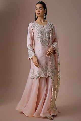 Champagne Organza Sharara Set by Anushree Reddy