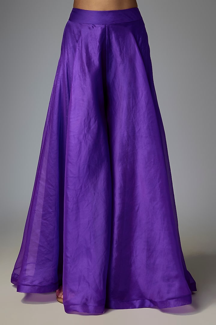 Purple Dupion Silk & Organza Bridal Sharara Set by Anushree Reddy at Pernia's Pop Up Shop