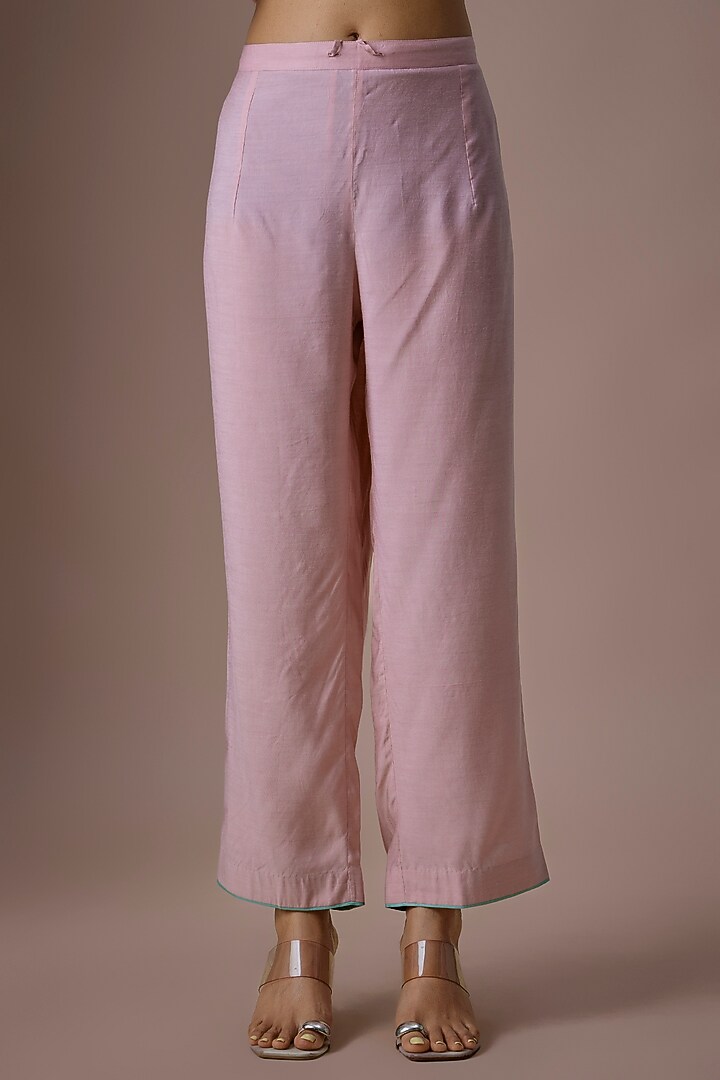 Blush Pink Dupion Silk Kaftan Set by Anushree Reddy at Pernia's Pop Up Shop