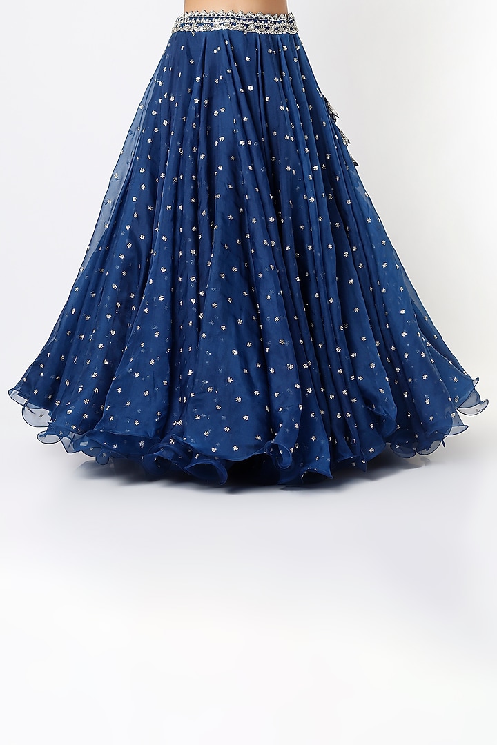 Navy Blue Embroidered Lehenga Set main image 1