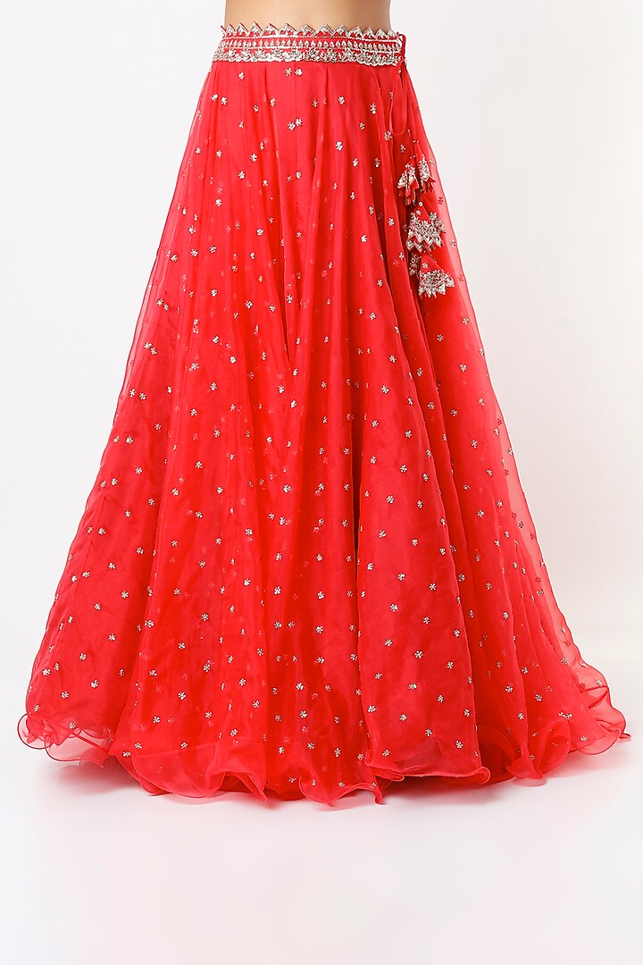 Red Embroidered Bridal Lehenga Set by Anushree Reddy at Pernia's Pop Up Shop