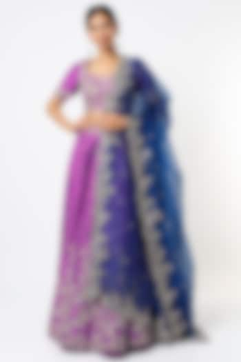 Purple Zardosi Embroidered Bridal Lehenga Set by Anushree Reddy at Pernia's Pop Up Shop