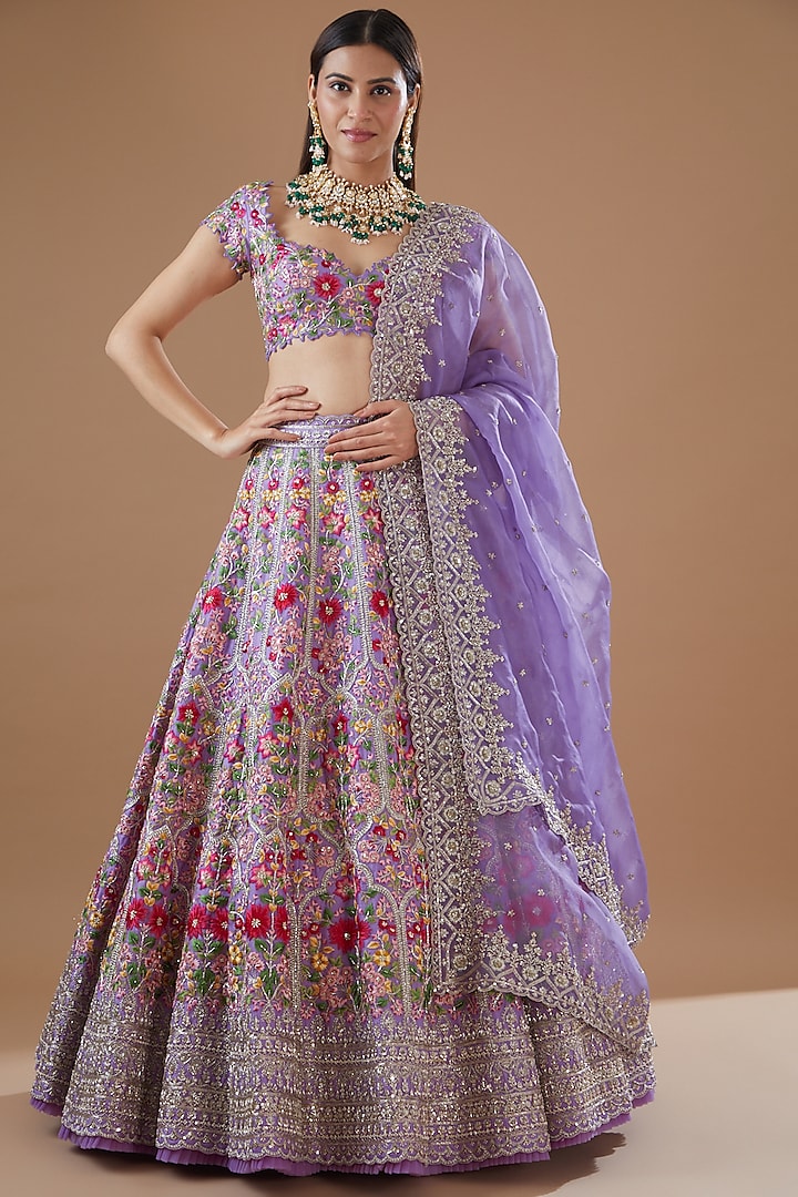 Lavender Embroidered Lehenga Set