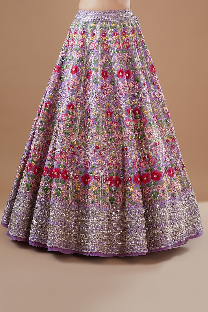 Lavender Organza & Raw Silk Embroidered Bridal Lehenga Set by Anushree Reddy at Pernia's Pop Up Shop