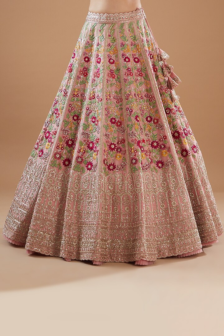 Pink Organza Embroidered Bridal Lehenga Set by Anushree Reddy at Pernia's Pop Up Shop