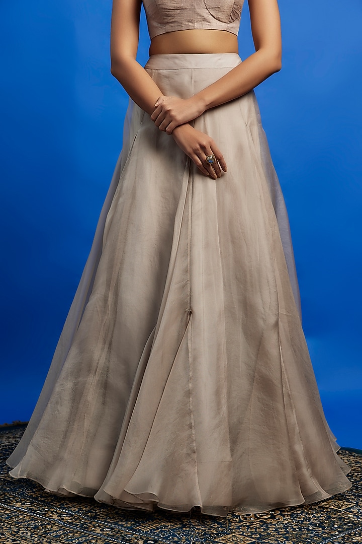 Grey Net Pearl Hand Embroidered Jacket Set by Anushree Reddy at Pernia's Pop Up Shop