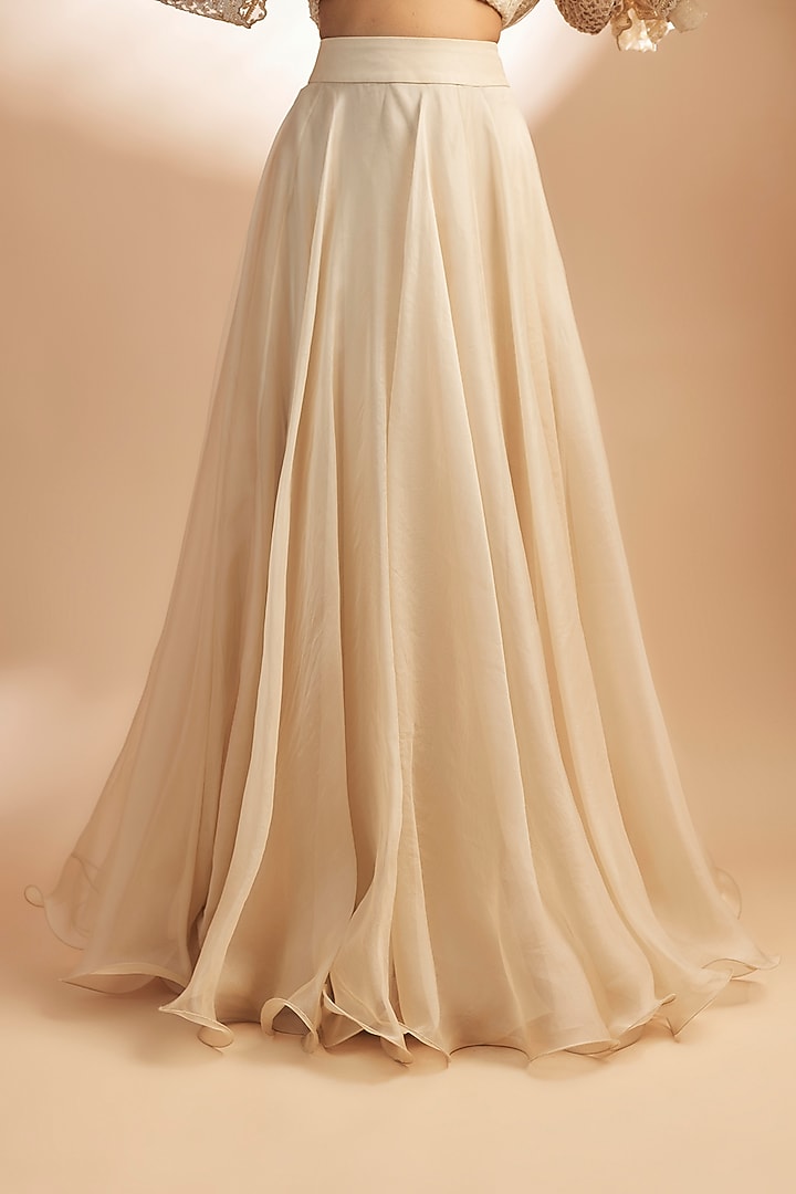 Ivory Net Pearl Embroidered Jacket Bridal Lehenga by Anushree Reddy at Pernia's Pop Up Shop