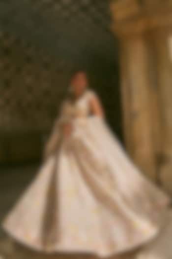 Ivory Organza Embroidered Bridal Lehenga Set by Anushree Reddy at Pernia's Pop Up Shop