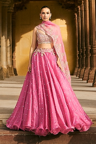 green emerald velvet dress Rust Rajasthani Bridal Lehenga | Zardozi Embroidery main image 0