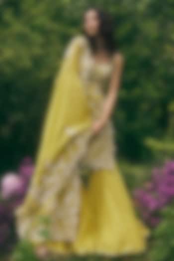 Yellow Organza Bridal Sharara Set by Anushree Reddy at Pernia's Pop Up Shop