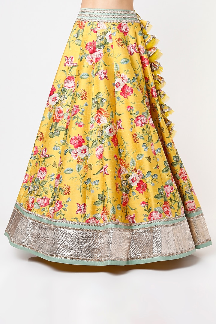 Yellow Embroidered & Printed Bridal Lehenga Set by Anushree Reddy at Pernia's Pop Up Shop