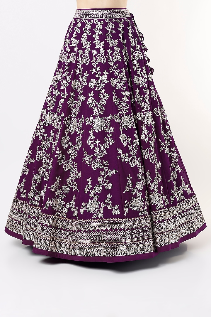 Purple Embroidered Bridal Lehenga Set by Anushree Reddy at Pernia's Pop Up Shop