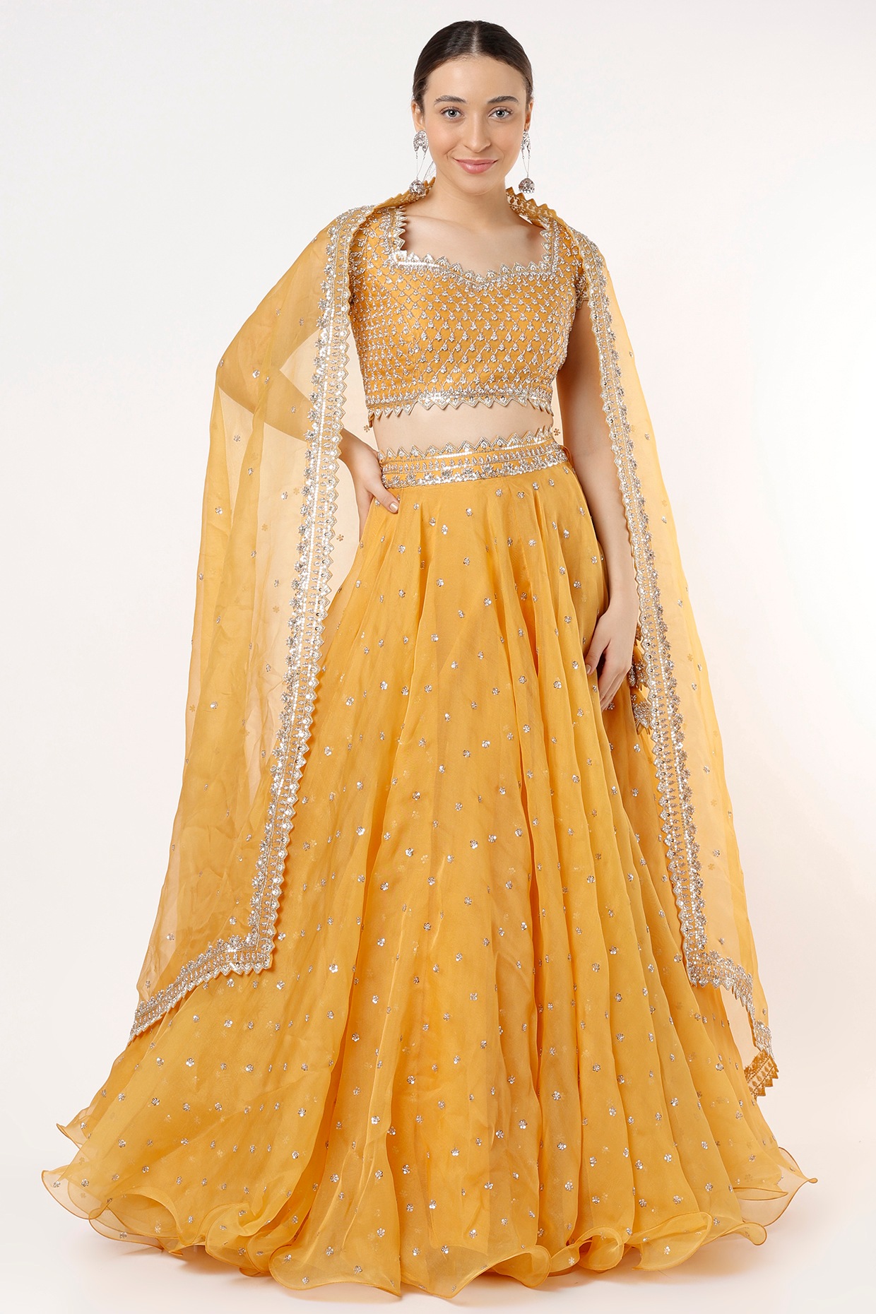 Yellow Organza Lehenga Set Design by Anushree Reddy at Pernia's Pop Up Shop  2024