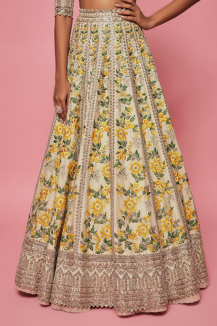 Yellow Organza Embroidered Bridal Lehenga Set by Anushree Reddy at Pernia's Pop Up Shop