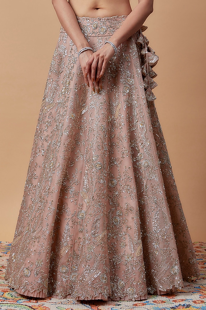 Pink Organza Embroidered Bridal Lehenga Set by Anushree Reddy at Pernia's Pop Up Shop