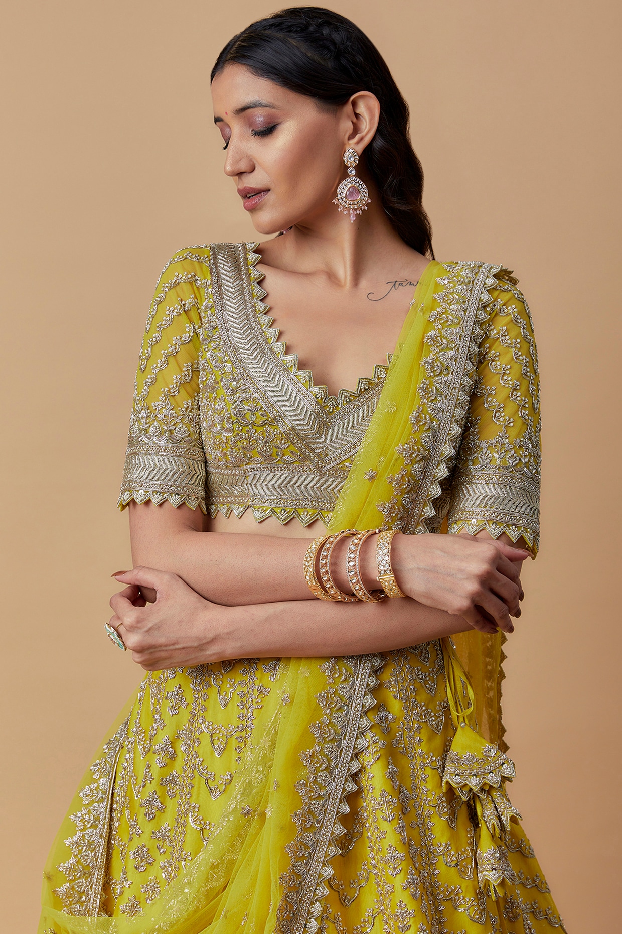 Mustard yellow embroidered Anushree Reddy Lehenga. Click on picture to see Anushree  Reddy Lehe… | Indian wedding lehenga, Indian fashion dresses, Indian bridal  wear