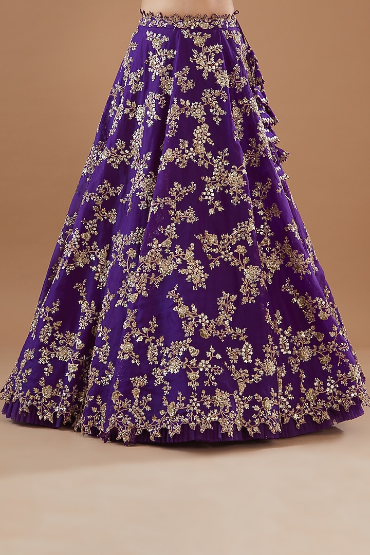 Purple Organza Embroidered Bridal Lehenga Set by Anushree Reddy at Pernia's Pop Up Shop