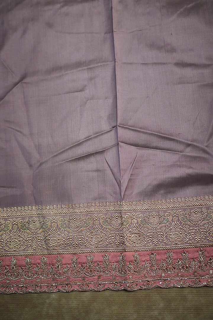 Grey Banarasi Silk Zardosi Embroidered Bridal Saree Set by Anushree Reddy at Pernia's Pop Up Shop