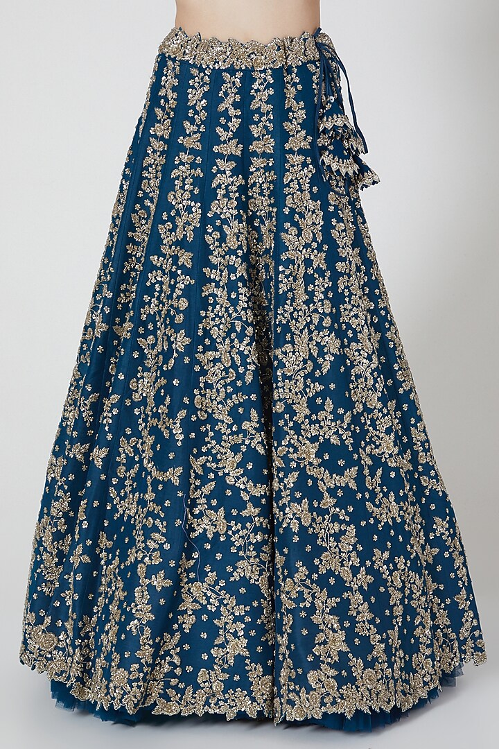 Navy Blue Net Bridal Lehenga Set by Anushree Reddy at Pernia's Pop Up Shop