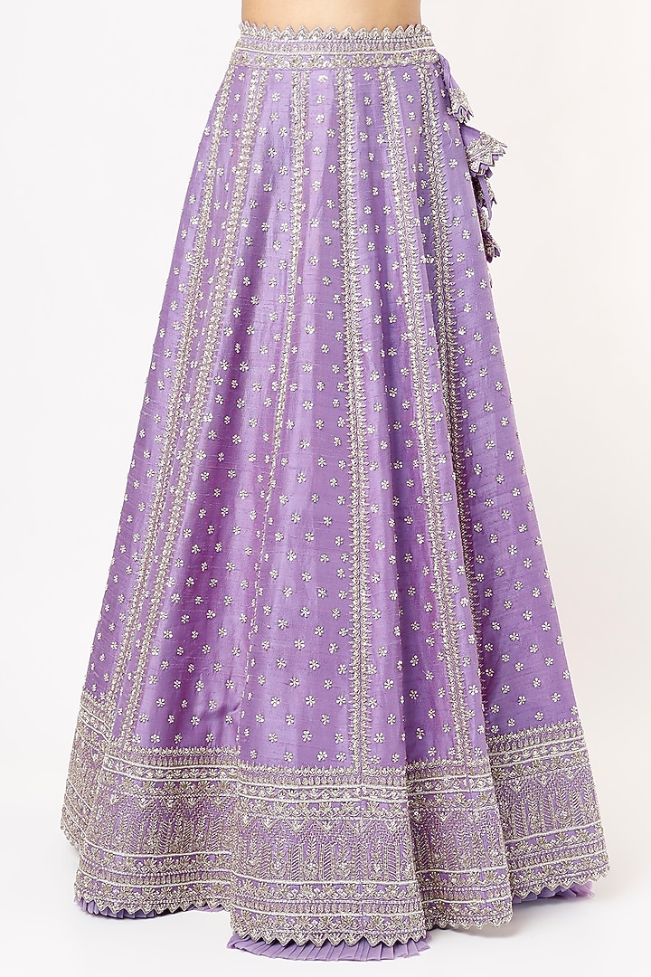 Purple Raw Silk Embroidered Bridal Lehenga Set by Anushree Reddy at Pernia's Pop Up Shop