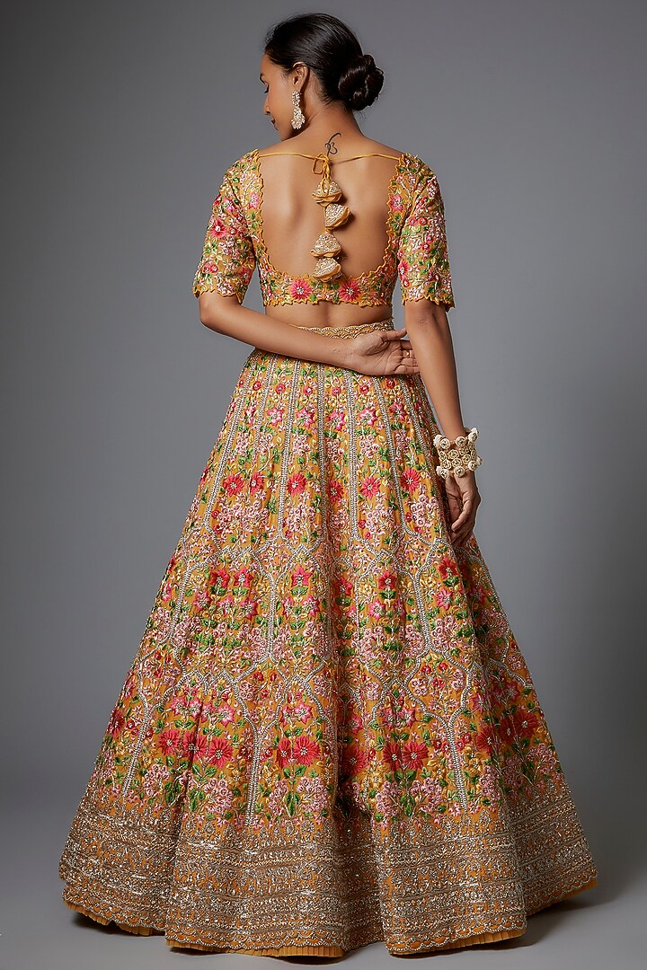 Mustard Raw Silk Bridal Lehenga Set by Anushree Reddy at Pernia's Pop Up Shop