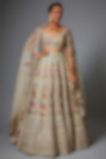 Ivory Organza Bridal Lehenga Set by Anushree Reddy at Pernia's Pop Up Shop