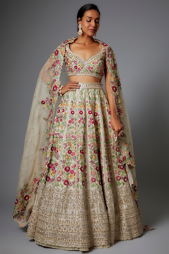 Ivory Organza Bridal Lehenga Set by Anushree Reddy at Pernia's Pop Up Shop