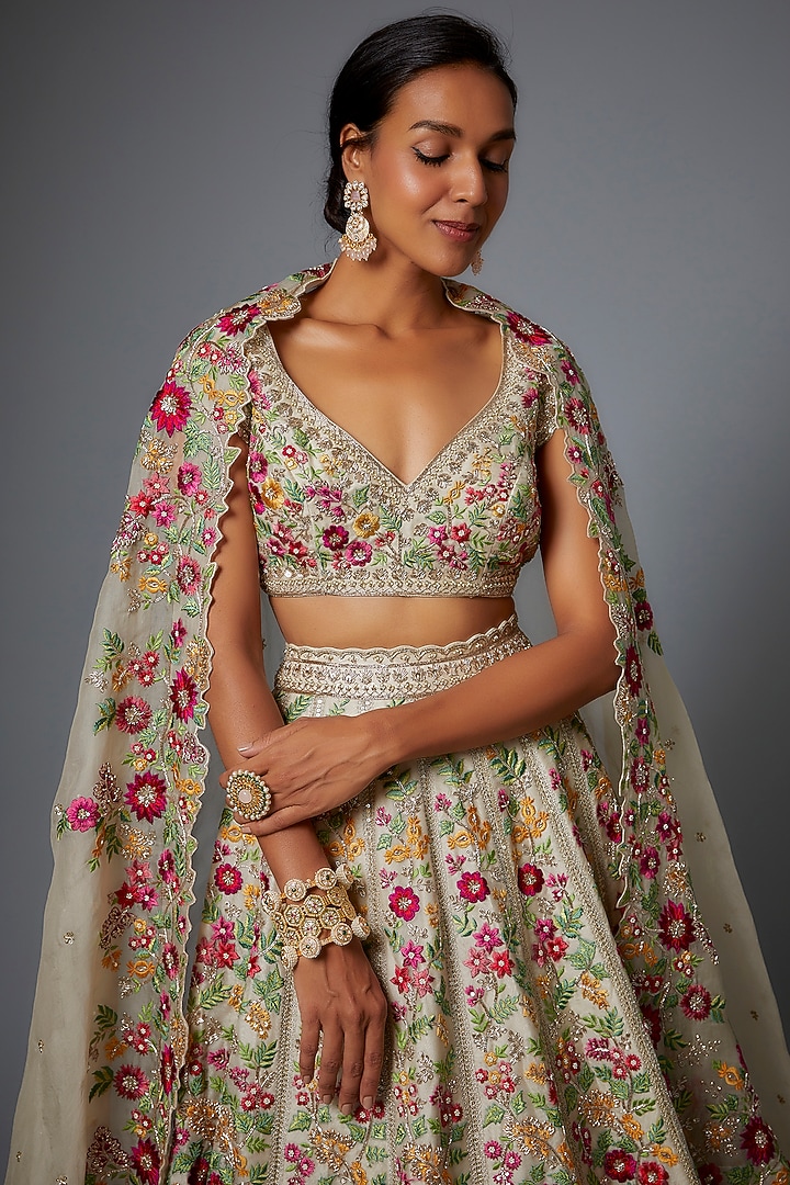 Ivory Organza Bridal Lehenga Set by Anushree Reddy at Pernia's Pop Up Shop