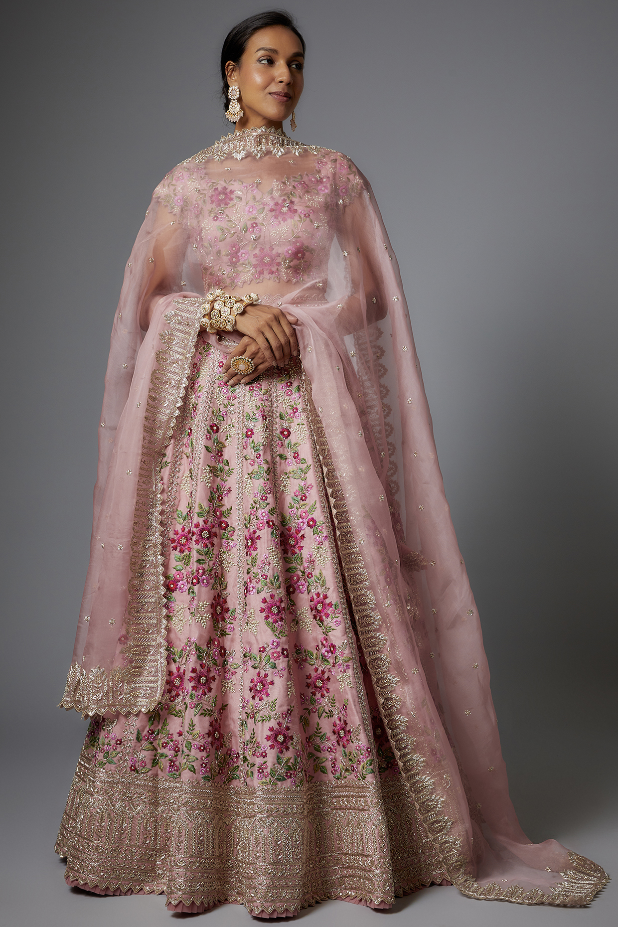 Pink Organza Bridal Lehenga Set by Anushree Reddy at Pernia's Pop Up Shop