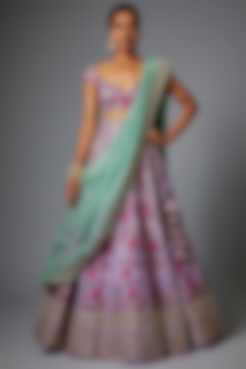 Lavender Organza Bridal Lehenga Set by Anushree Reddy at Pernia's Pop Up Shop