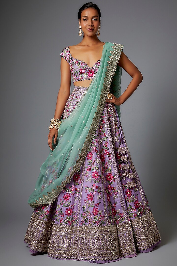 Lavender Organza Bridal Lehenga Set by Anushree Reddy at Pernia's Pop Up Shop