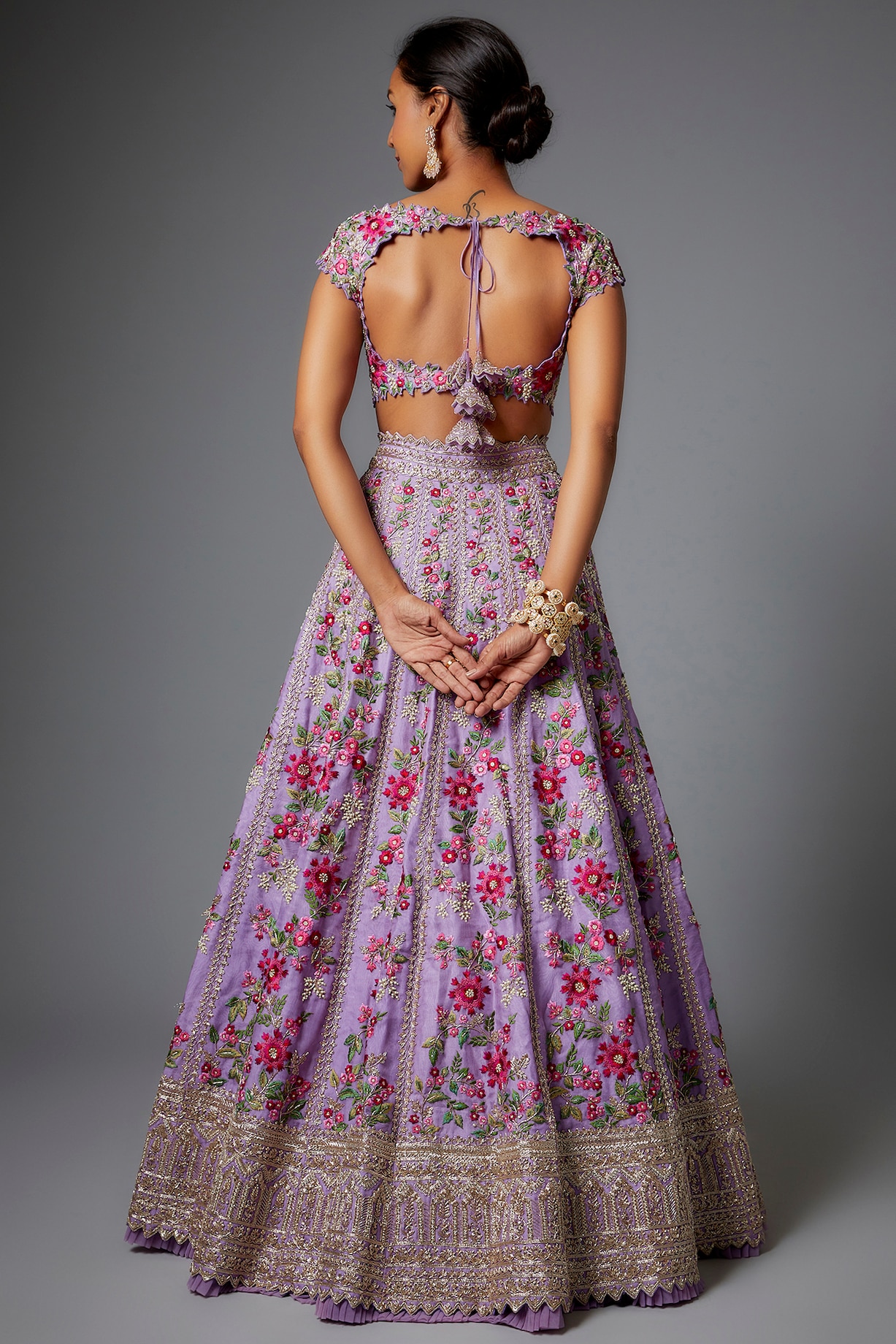Lavender Metallic Organza Lehenga