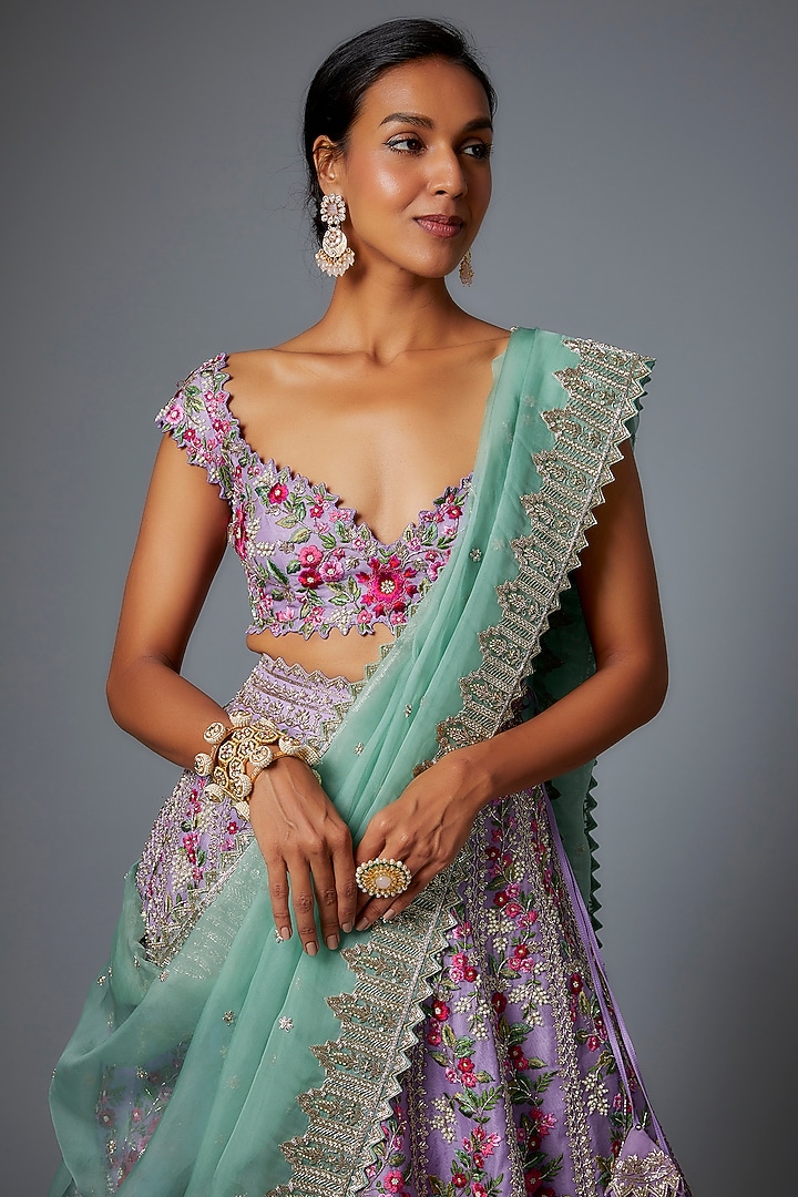 Lavender Organza Bridal Lehenga Set by Anushree Reddy at Pernia's Pop Up Shop