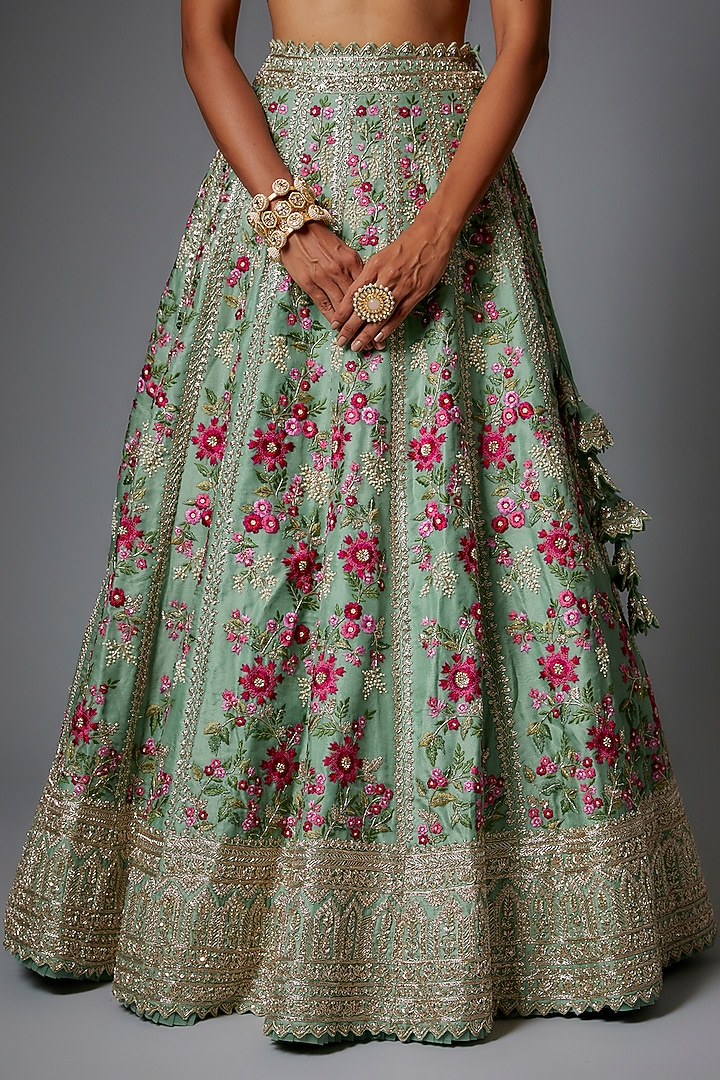 Sea Green Organza Bridal Lehenga Set by Anushree Reddy at Pernia's Pop Up Shop