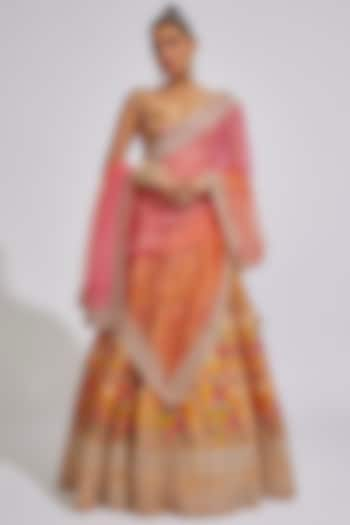 Mustard Organza Embroidered Bridal Lehenga Set by Anushree Reddy at Pernia's Pop Up Shop