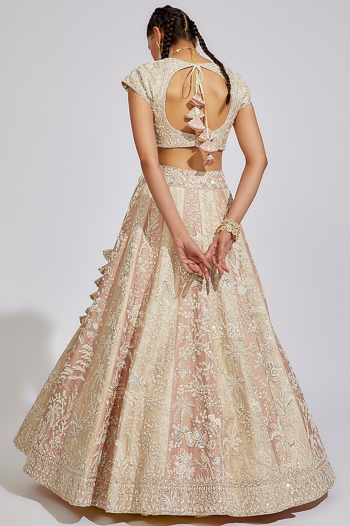 Ivory Organza Embroidered Bridal Lehenga Set by Anushree Reddy at Pernia's Pop Up Shop