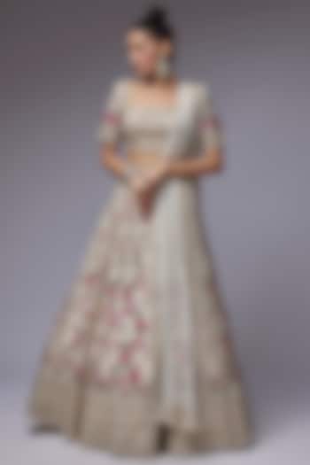 Ivory Organza Bridal Lehenga Set by Anushree Reddy at Pernia's Pop Up Shop