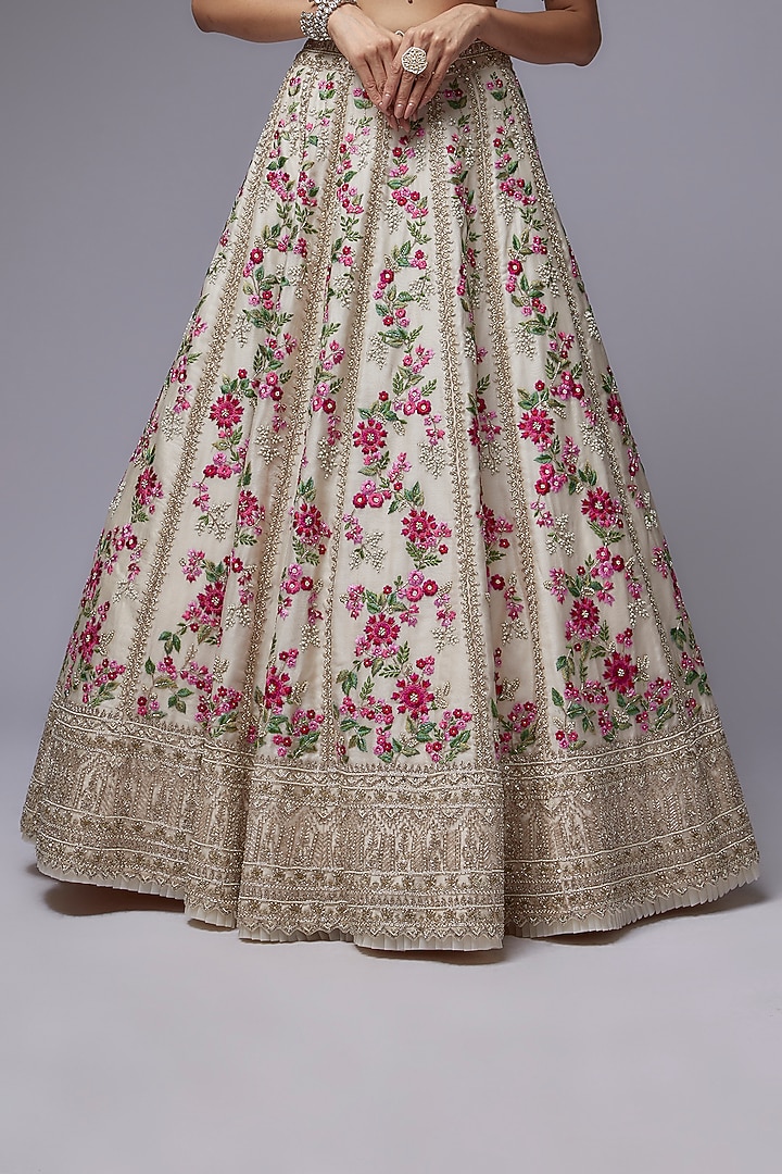 Ivory Organza Bridal Lehenga Set by Anushree Reddy at Pernia's Pop Up Shop