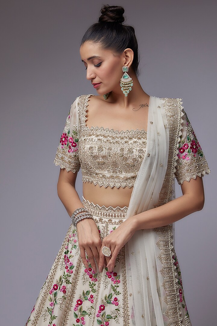 Ivory Organza Bridal Lehenga Set by Anushree Reddy at Pernia's Pop Up Shop
