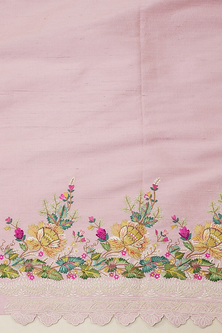 Blush Pink Organza Thread Hand & Machine Embroidered Bridal Saree Set by Anushree Reddy at Pernia's Pop Up Shop