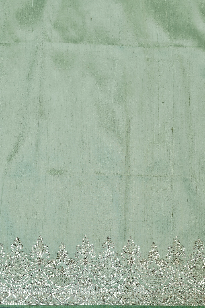 Mint Green Georgette Sequins Embroidered Bridal Saree Set by Anushree Reddy at Pernia's Pop Up Shop