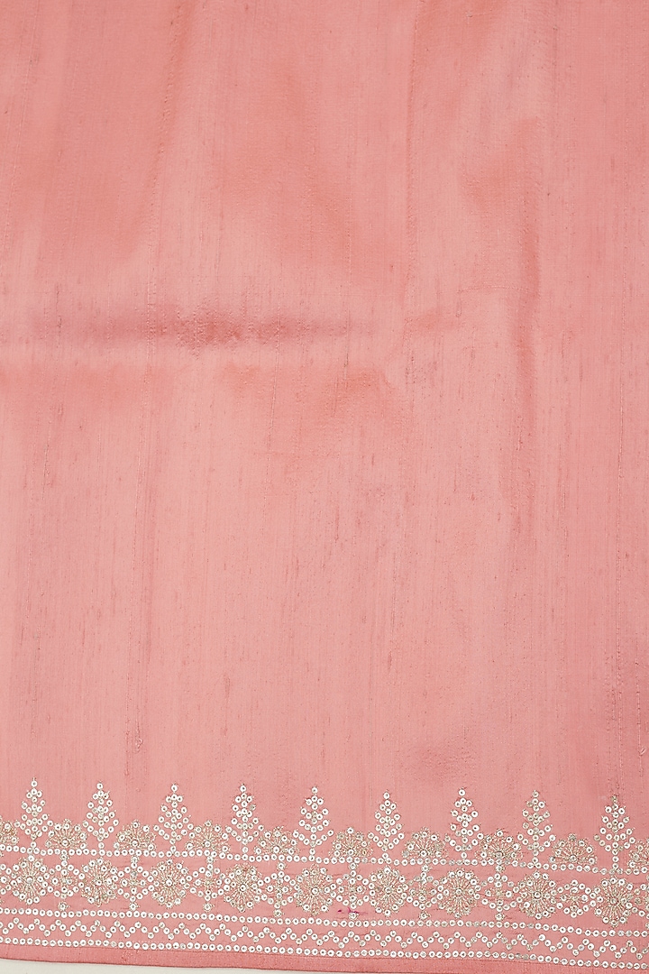 Coral Georgette Sequins Hand Embroidered Bridal Saree Set by Anushree Reddy at Pernia's Pop Up Shop