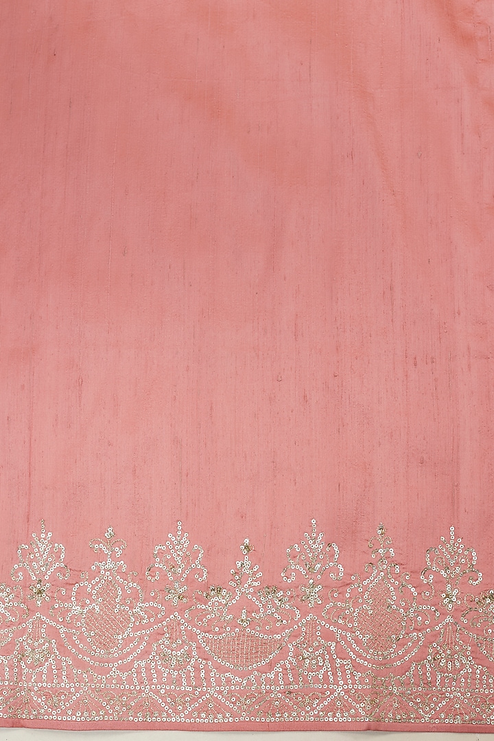 Coral Georgette Sequins Hand Embroidered Bridal Saree Set by Anushree Reddy at Pernia's Pop Up Shop