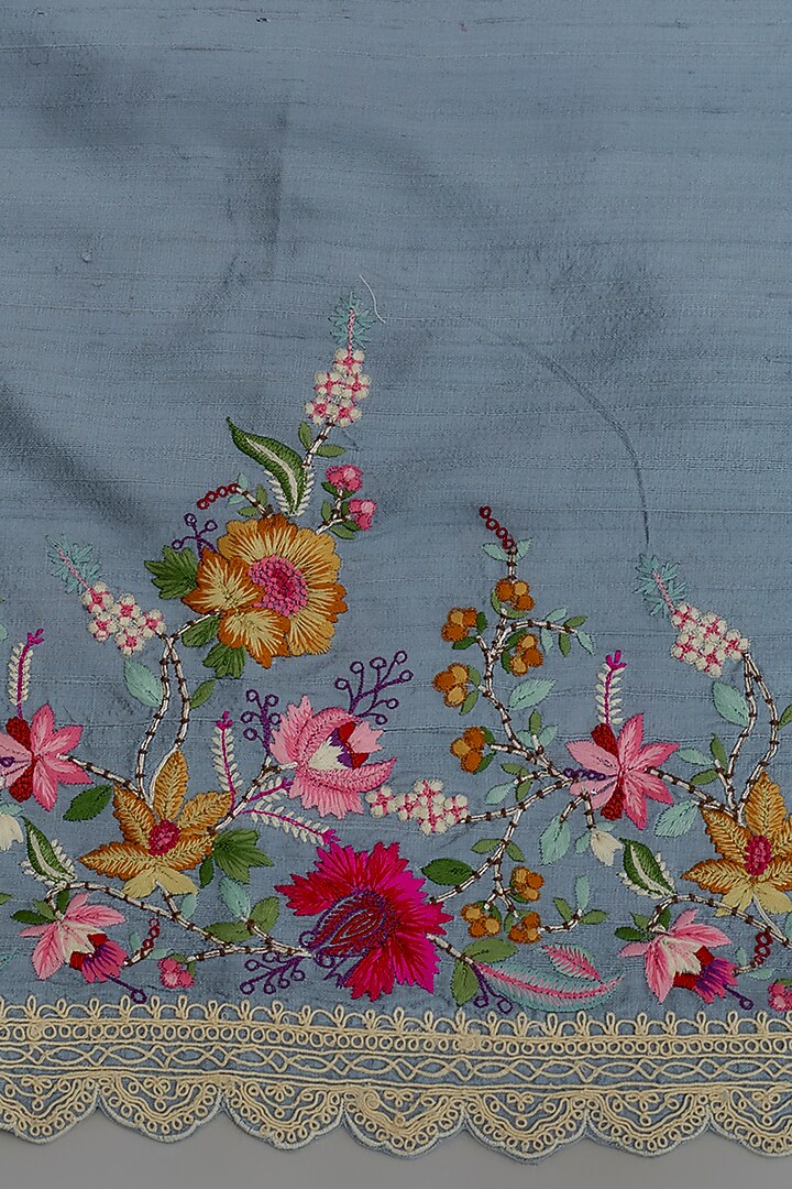 Powder Blue Organza Dori Embroidered Bridal Saree Set by Anushree Reddy at Pernia's Pop Up Shop