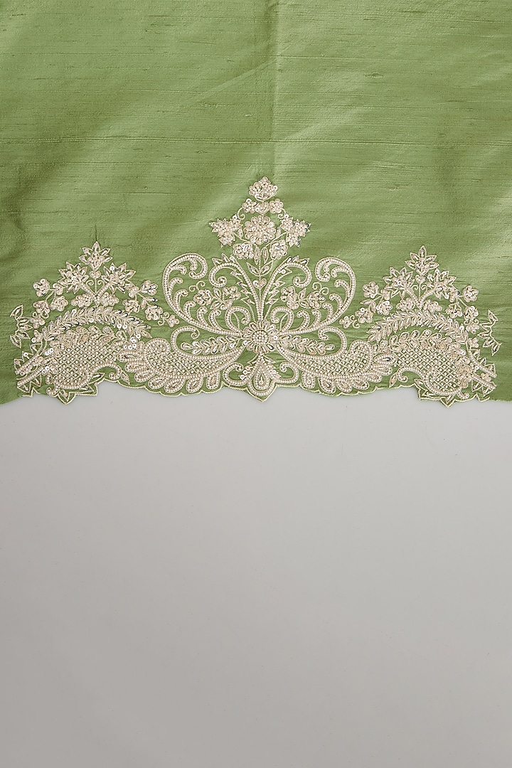 Sea Green Organza Pearl Hand Embroidered Bridal Saree Set by Anushree Reddy at Pernia's Pop Up Shop