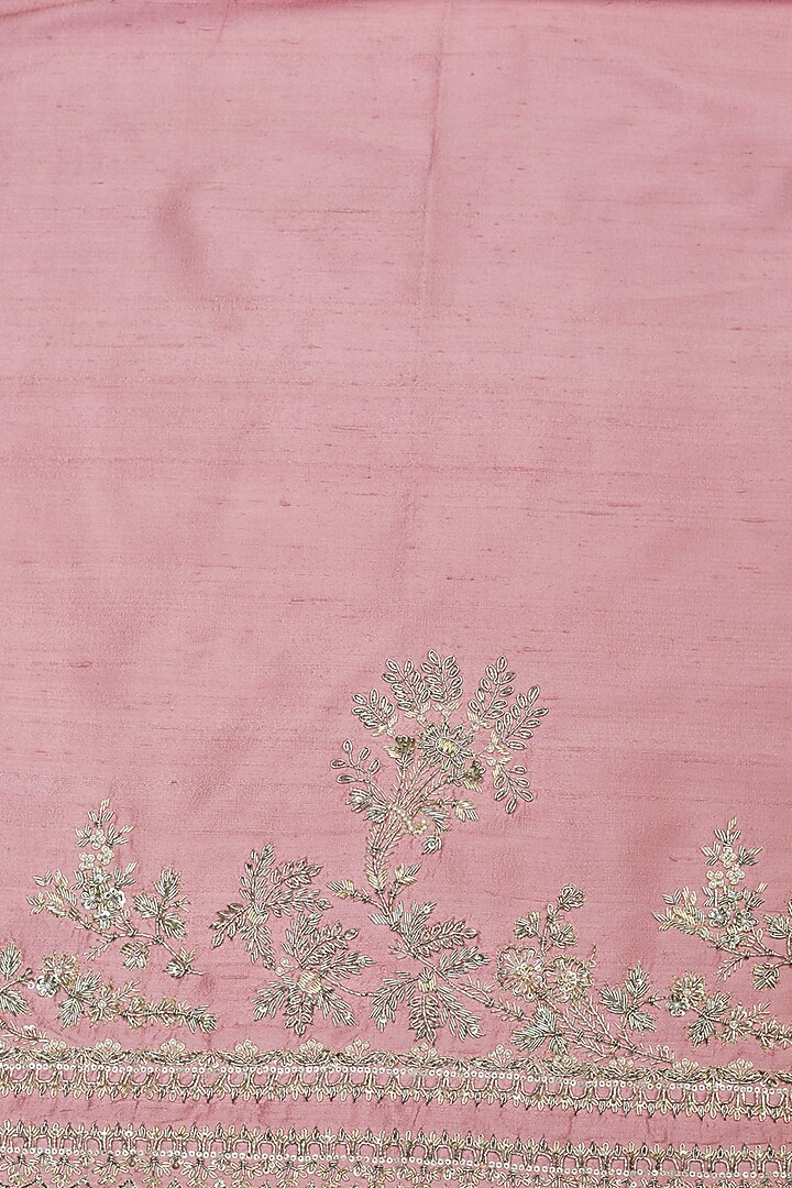 Coral Organza Hand Embroidered Bridal Saree Set by Anushree Reddy at Pernia's Pop Up Shop